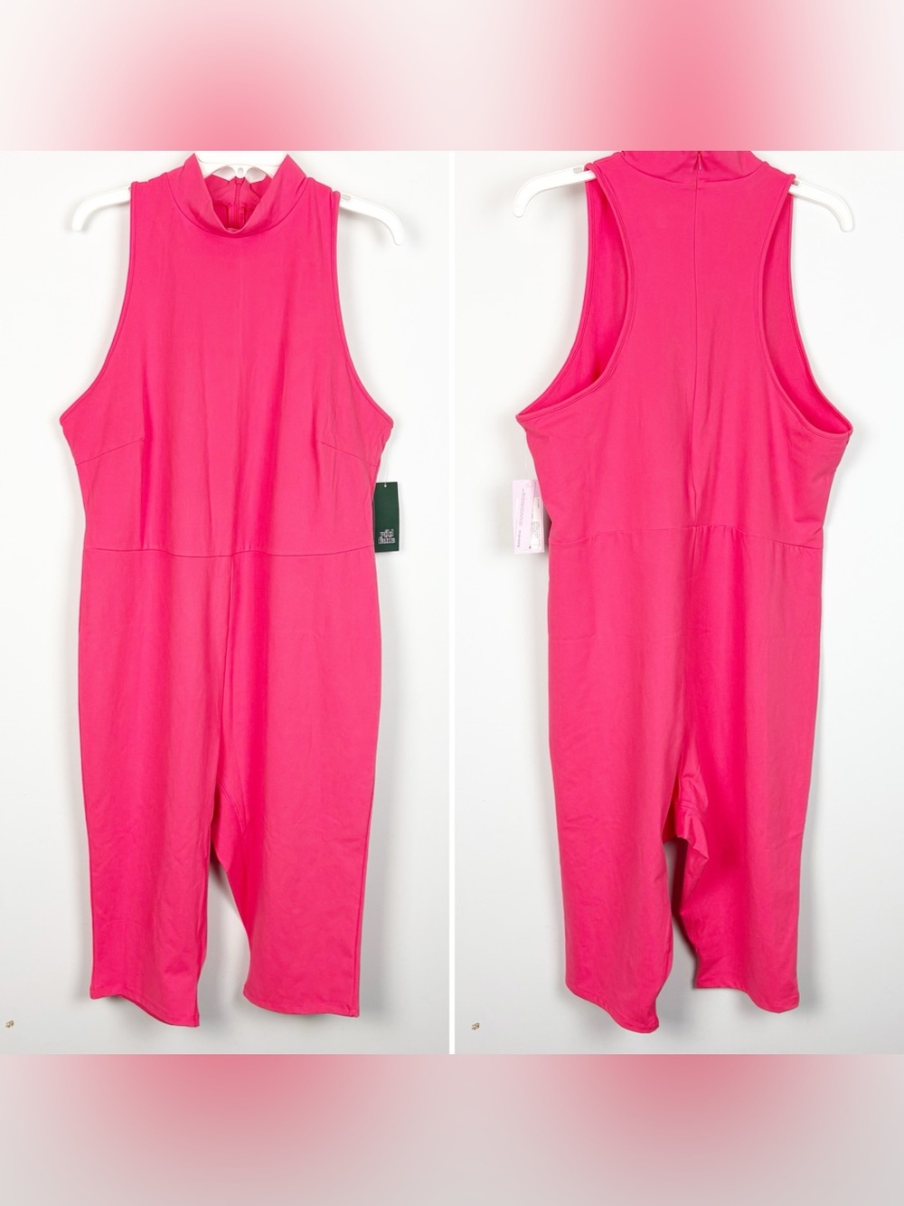 Wild Fable Women's ButterBliss Capri High Neck Jumpsuit Hot Pink Size 2X NWT